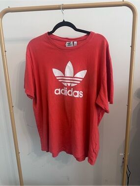 adidas Red Trefoil Logo Short Sleeve Tee